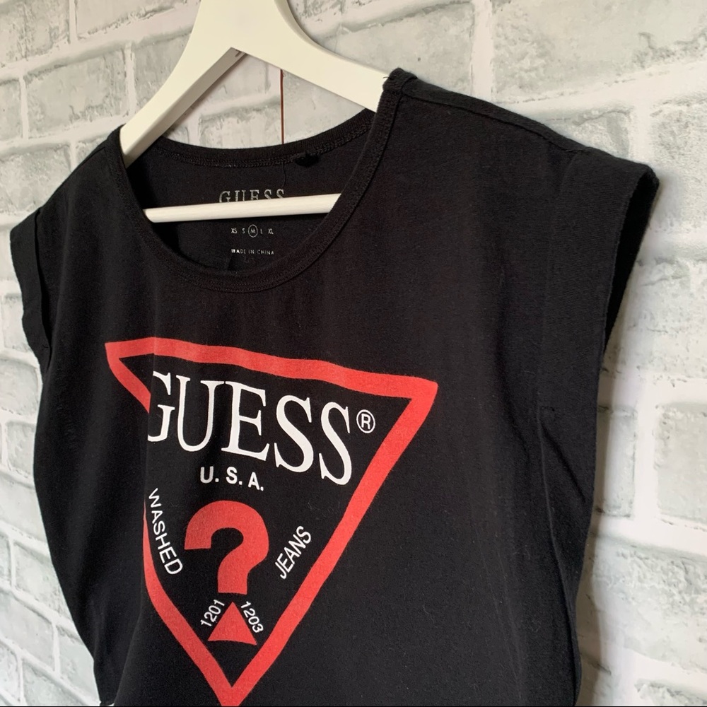 Guess Women's Black Cropped T-Shirt Size M - Picture 2 of 5